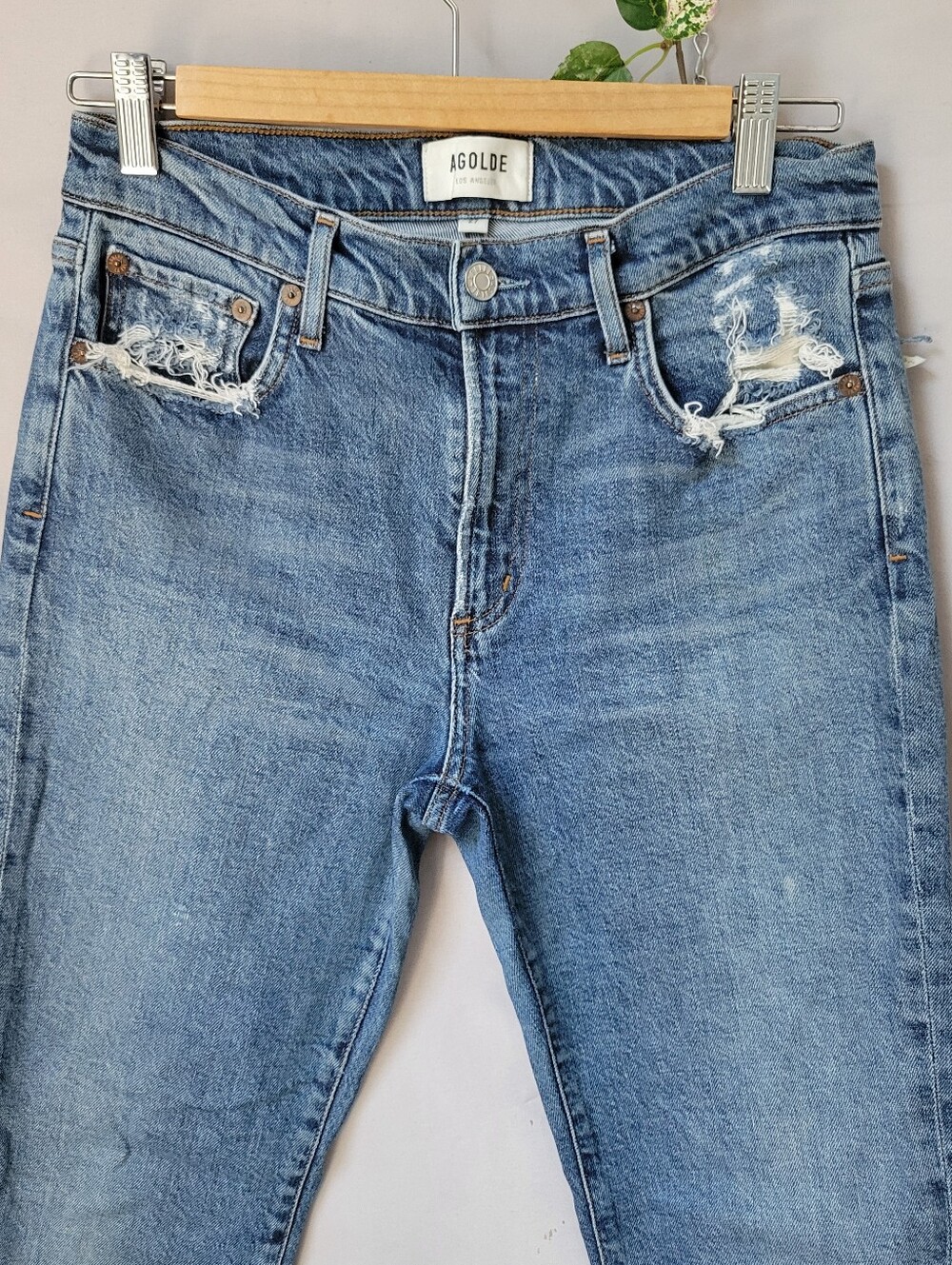 AGolde Toni Mid Rise Straight Leg Denim Jeans Stratosphere 27 - Picture 4 of 16